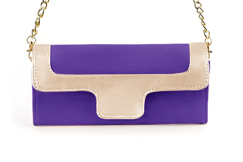 Violet purple and gold women's dress clutch, for weddings, ceremonies, cocktails and parties - Florence KOOIJMAN